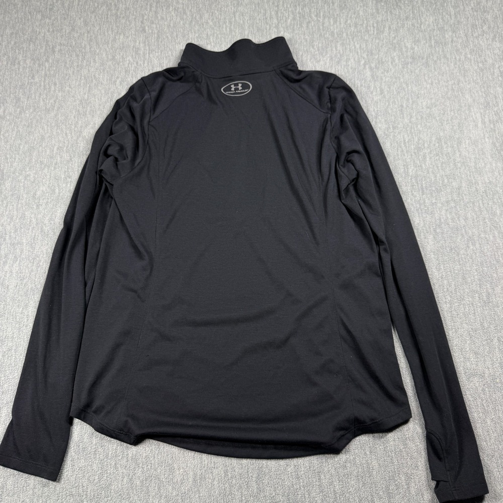 Under Armour Shirt‎ Womens L Black Threadborne HeatGear 1/2 Zip Pullover Running - Picture 5 of 6
